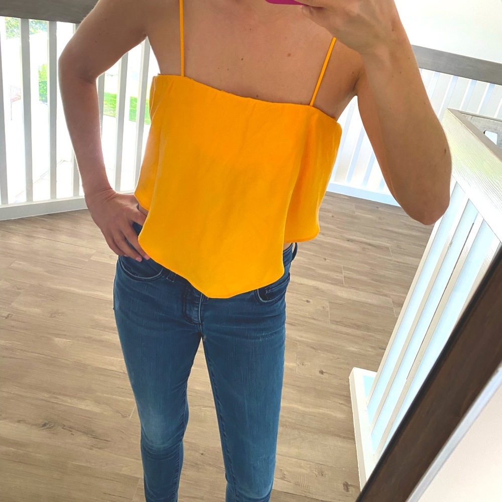 Orange scarf tie tank top